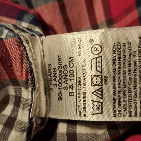 Gap boys size 3T plaid button up shirt, red, blue & white, EUC - Picture 4 of 4
